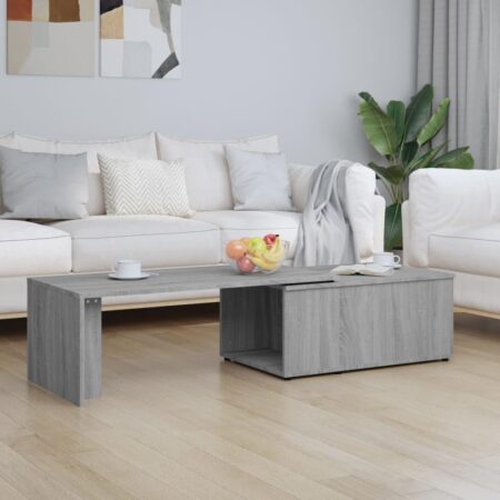 Sofabord med drejelig bordplade 150 x 50 x 35 cm - grå sonoma-eg