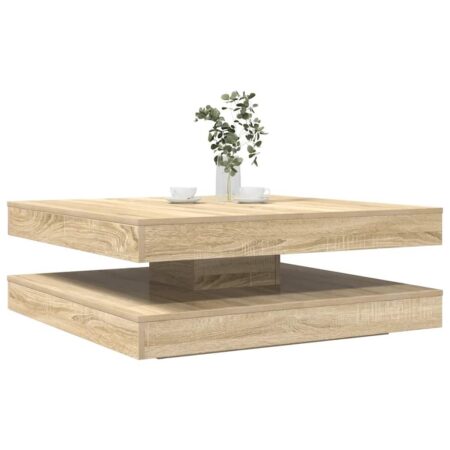 Sofabord med drejelig bordplade 90 x 90 x 34,5 cm - sonoma-eg