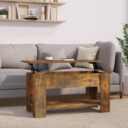 Sofabord med løftbar bordplade 101 x 49 x 52 cm - røget egetræsfarve