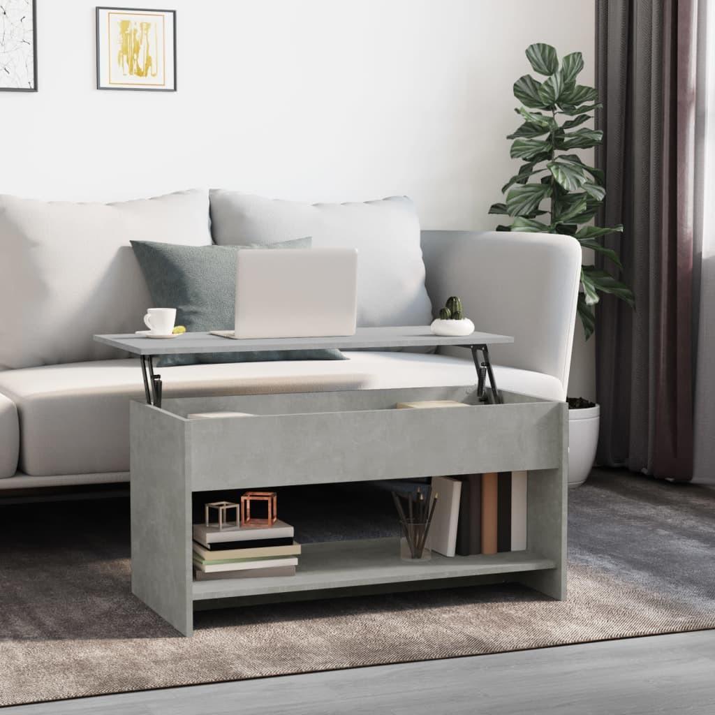 Sofabord med løftbar bordplade 102 x 50 x 52,5 cm - betongrå Sofabord med løftbar bordplade 102 x 50 x 52,5 cm - betongrå