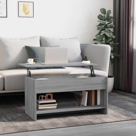 Sofabord med løftbar bordplade 102 x 50 x 52,5 cm - grå sonoma-eg