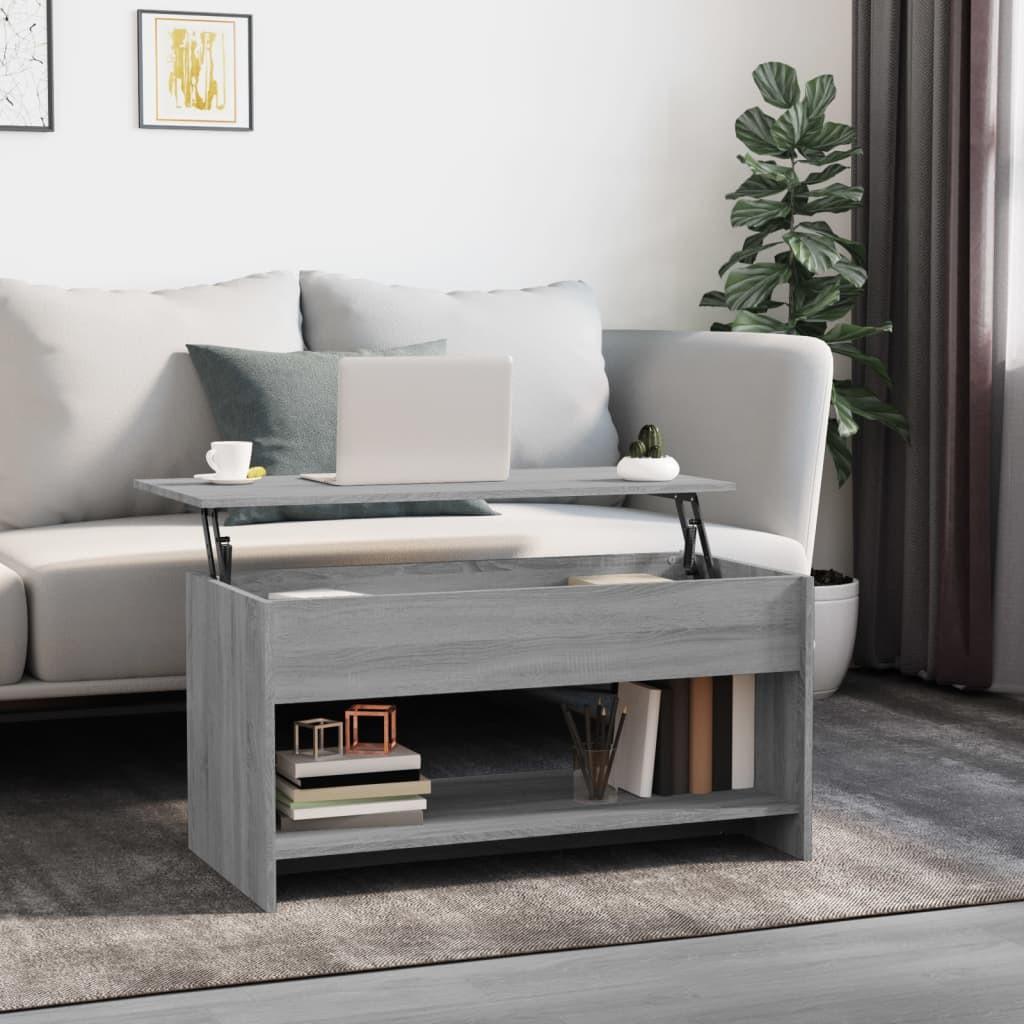 Sofabord med løftbar bordplade 102 x 50 x 52,5 cm - grå sonoma-eg Sofabord med løftbar bordplade 102 x 50 x 52,5 cm - grå sonoma-eg