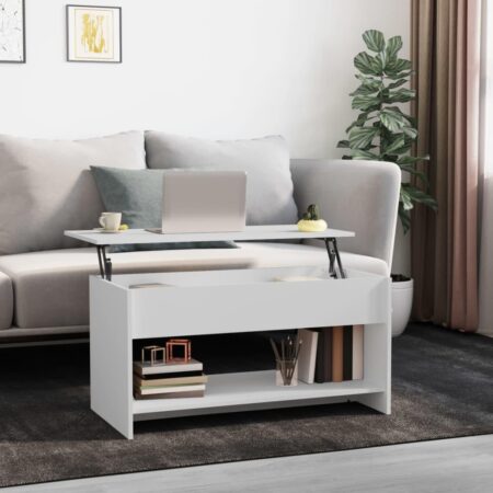 Sofabord med løftbar bordplade 102 x 50 x 52,5 cm - hvid