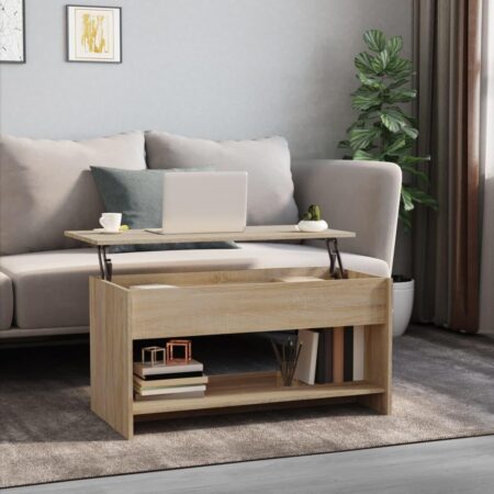 Sofabord med løftbar bordplade 102 x 50 x 52,5 cm - sonoma-eg
