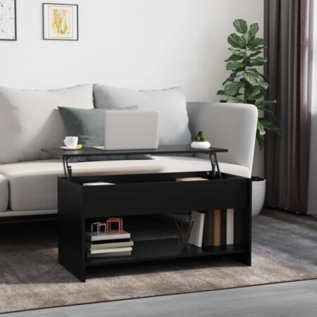 Sofabord med løftbar bordplade 102 x 50 x 52,5 cm - sort