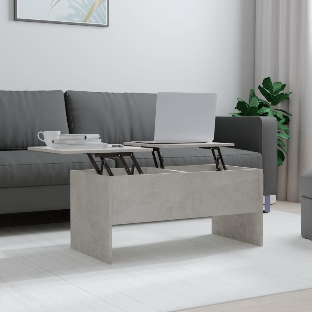 Sofabord med løftbar bordplade 102 x 50,5 x 46,5 cm - betongrå Sofabord med løftbar bordplade 102 x 50,5 x 46,5 cm - betongrå
