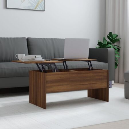 Sofabord med løftbar bordplade 102 x 50,5 x 46,5 cm - brun egetræsfarve