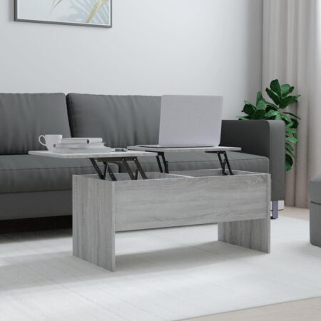 Sofabord med løftbar bordplade 102 x 50,5 x 46,5 cm - grå sonoma-eg