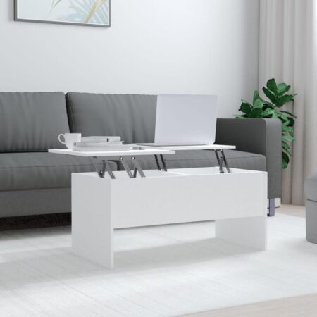 Sofabord med løftbar bordplade 102 x 50,5 x 46,5 cm - hvid
