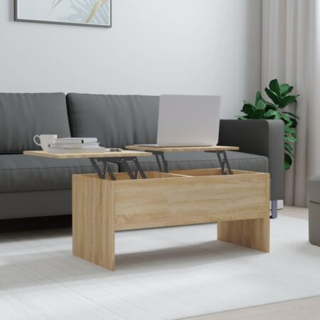 Sofabord med løftbar bordplade 102 x 50,5 x 46,5 cm - sonoma-eg