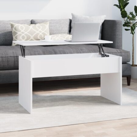 Sofabord med løftbar bordplade 102 x 50,5 x 52,5 cm - hvid