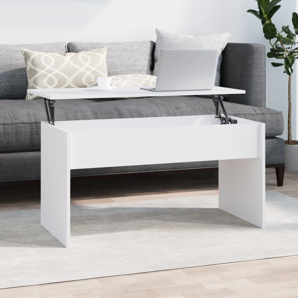 Sofabord med løftbar bordplade 102 x 50,5 x 52,5 cm - hvid Sofabord med løftbar bordplade 102 x 50,5 x 52,5 cm - hvid