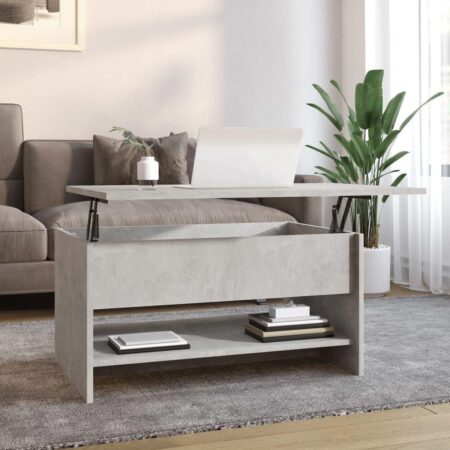 Sofabord med løftbar bordplade 80 x 50 x 40 cm - betongrå
