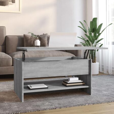 Sofabord med løftbar bordplade 80 x 50 x 40 cm - grå sonoma-eg