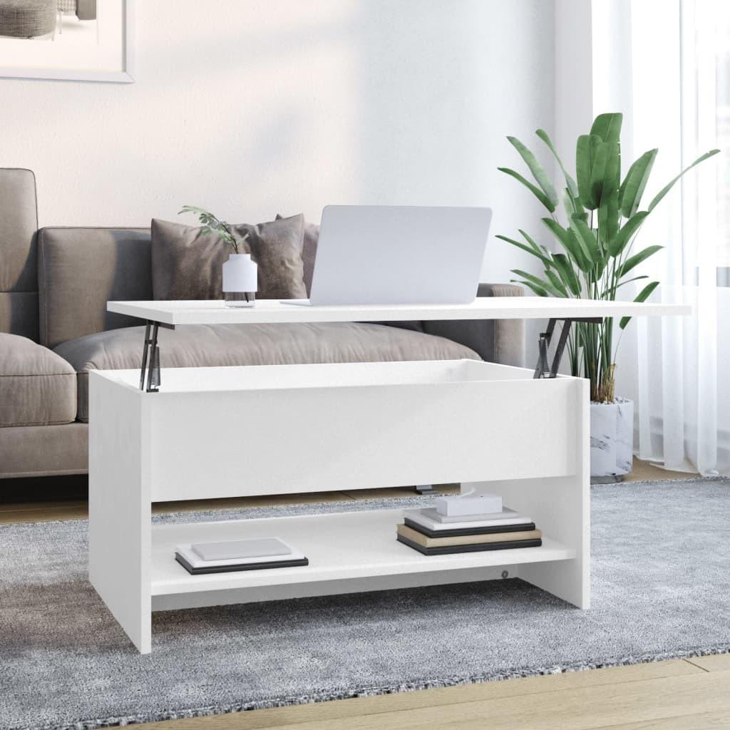 Sofabord med løftbar bordplade 80 x 50 x 40 cm - hvid Sofabord med løftbar bordplade 80 x 50 x 40 cm - hvid