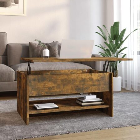 Sofabord med løftbar bordplade 80 x 50 x 40 cm - røget egetræsfarve