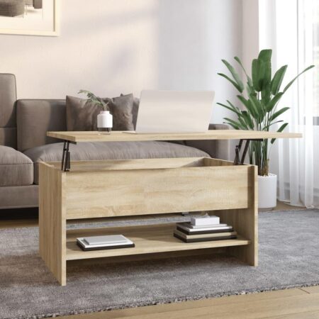 Sofabord med løftbar bordplade 80 x 50 x 40 cm - sonoma-eg