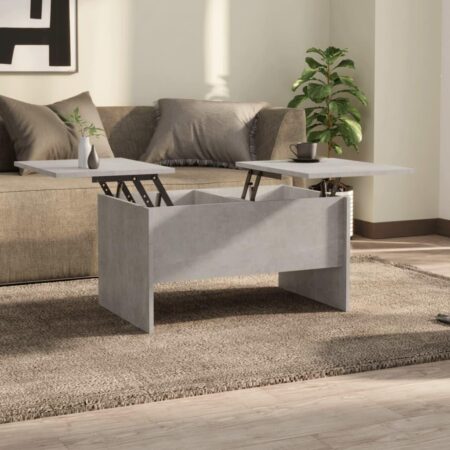 Sofabord med løftbar bordplade 80 x 50 x 42,5 cm - betongrå