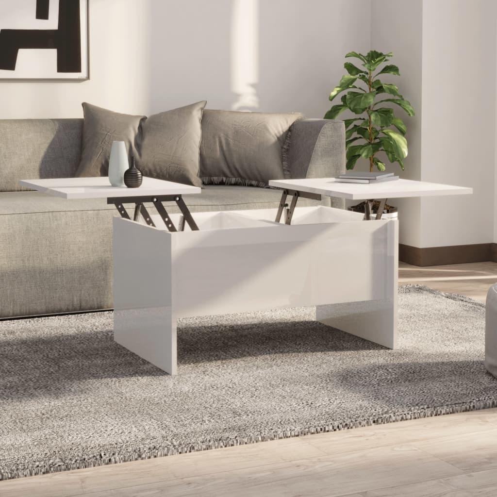 Sofabord med løftbar bordplade 80 x 50 x 42,5 cm - hvid højglans Sofabord med løftbar bordplade 80 x 50 x 42,5 cm - hvid højglans