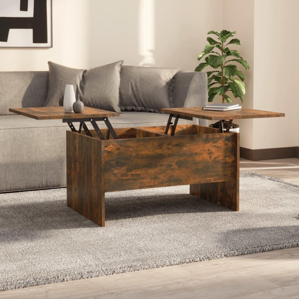 Sofabord med løftbar bordplade 80 x 50 x 42,5 cm - røget egetræ Sofabord med løftbar bordplade 80 x 50 x 42,5 cm - røget egetræ