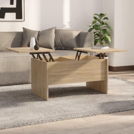 Sofabord med løftbar bordplade 80 x 50 x 42,5 cm - sonoma-eg