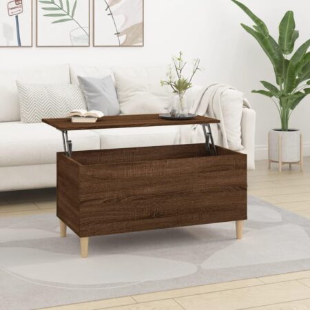 Sofabord med løftbar bordplade 90 x 44,5 x 45 cm - brun egetræsfarve