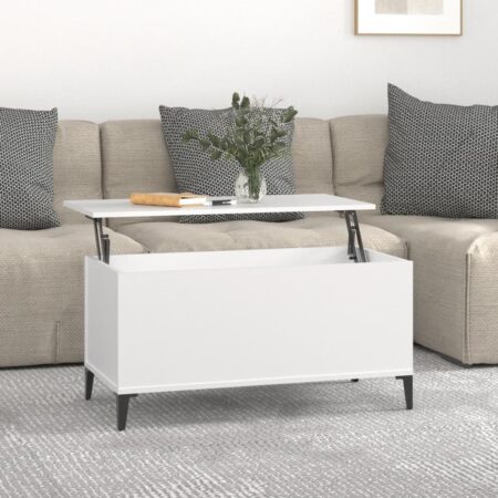 Sofabord med løftbar bordplade 90 x 44,5 x 45 cm - hvid