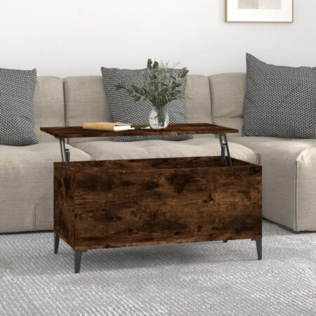 Sofabord med løftbar bordplade 90 x 44,5 x 45 cm - røget egetræsfarve