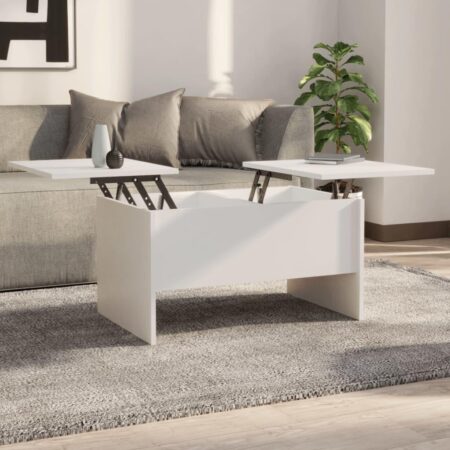 Sofabord med løftbar bordplade - hvid, 80 x 50 x 42,5 cm