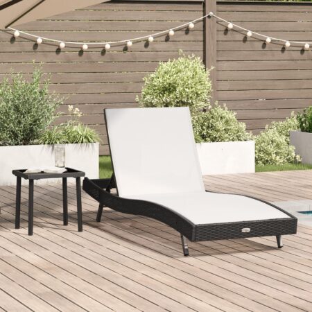 Solseng i polyrattan med bord - sort og hvid