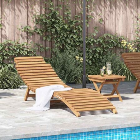 Solseng med bord i massiv teak - brun