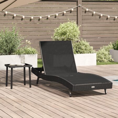 Solseng med bord i polyrattan - sort