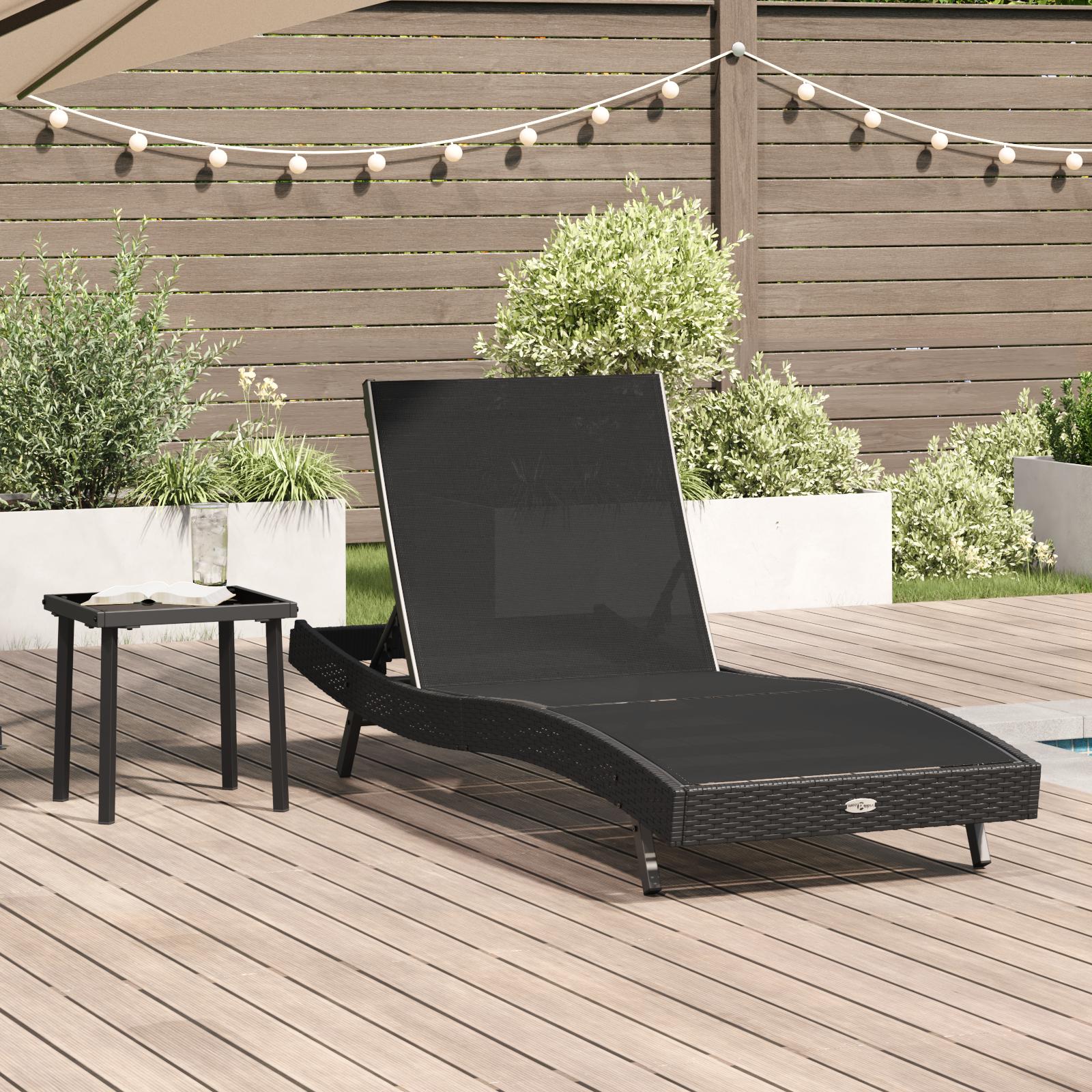 Solseng med bord i polyrattan - sort Solseng med bord i polyrattan - sort