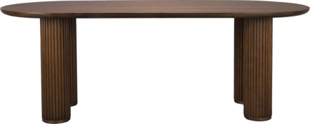 Spisebord Dutchbone Dean ovalt i massivt egetræ 220 x 90 cm mørk natur