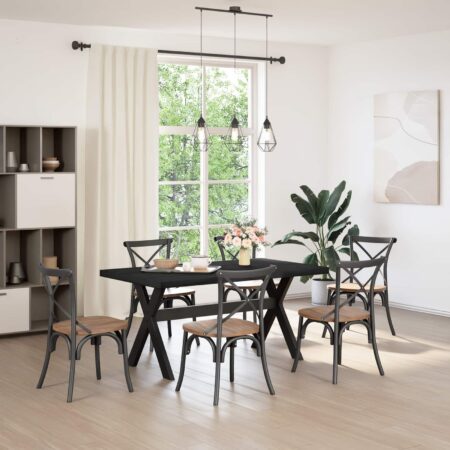 Spisebord NOAIN i massivt fyrretræ - sort, 160 cm