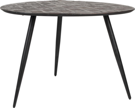 Spisebord Studio White Webster asymmetrisk genanvendt teak med jernben 111x76 cm mørk natur