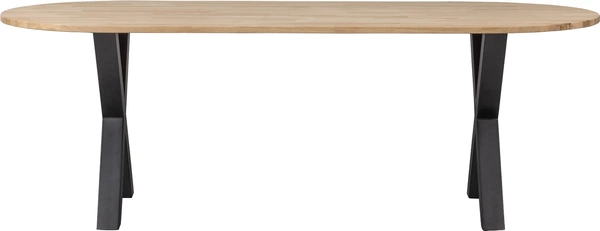 Spisebord WOOOD Tablo Oval FSC-eg plankebord natur med sorte metalben 220x90 cm Spisebord WOOOD Tablo Oval FSC-eg plankebord natur med sorte metalben 220x90 cm