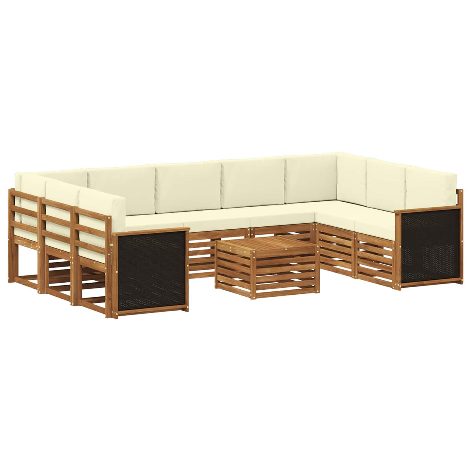 Udendørs modulsofa med bord - naturlig og fløde Udendørs modulsofa med bord - naturlig og fløde