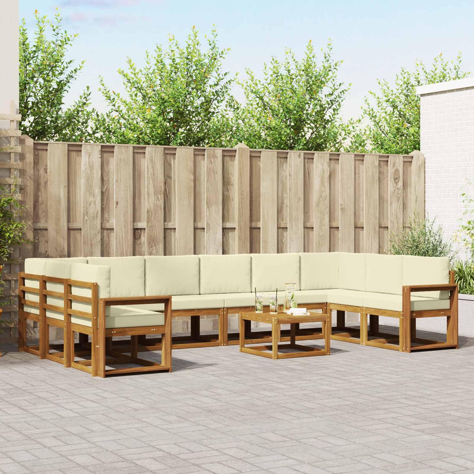 Udendørs modulsofagruppe med bord i akacietræ - naturlig/fløde Udendørs modulsofagruppe med bord i akacietræ - naturlig/fløde