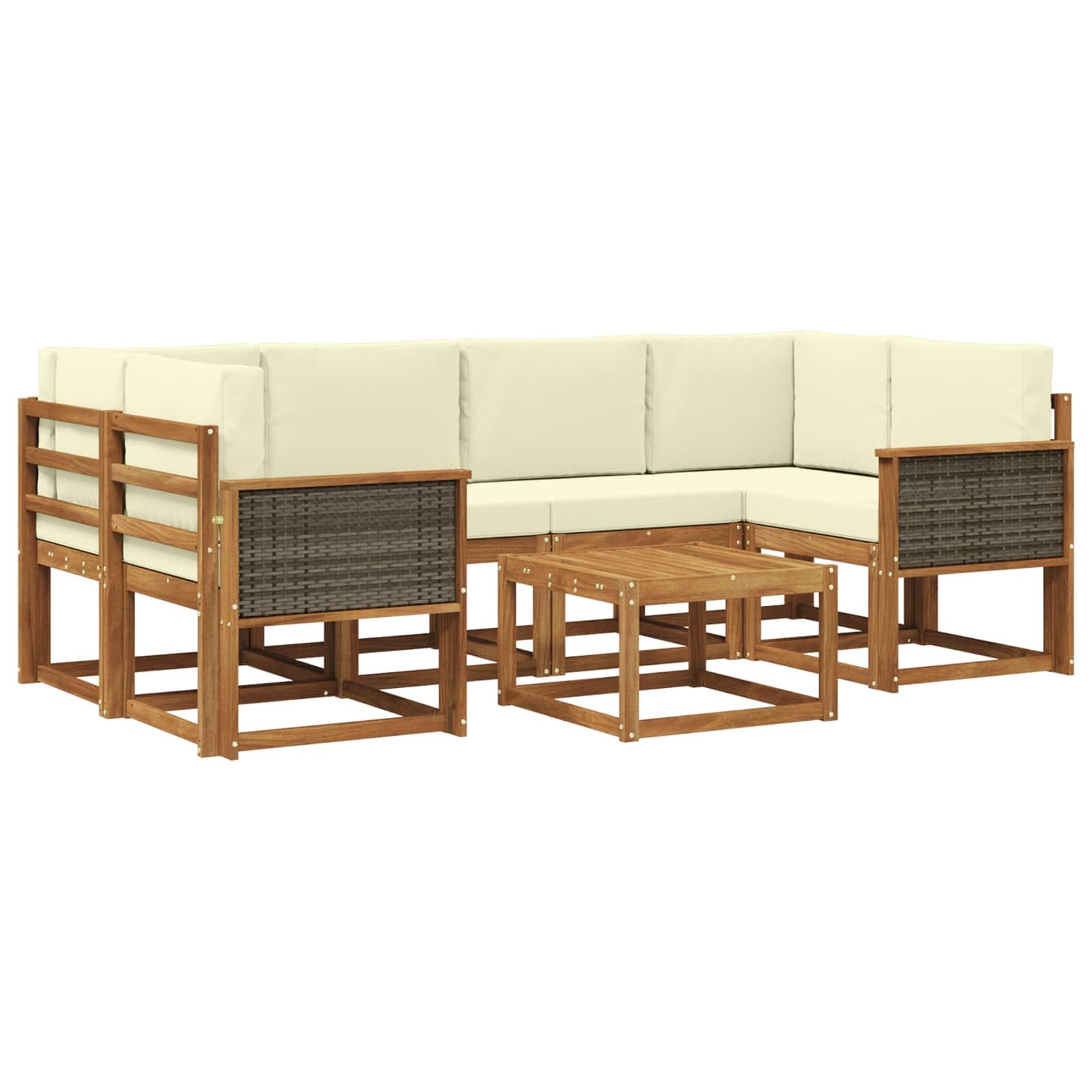 Udendørs modulsofagruppe med bord - naturlig/fløde Udendørs modulsofagruppe med bord - naturlig/fløde