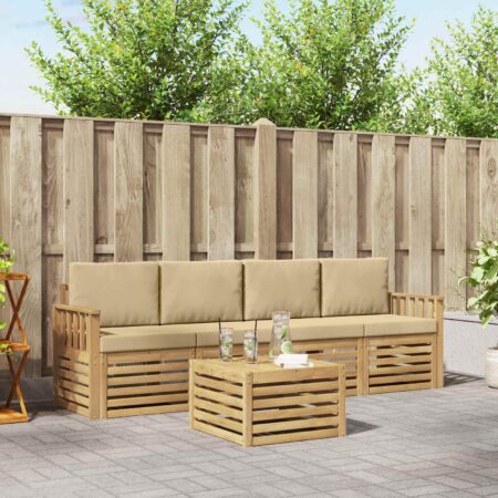 Udendørs sofagruppe 5 dele med bord - hvid/beige