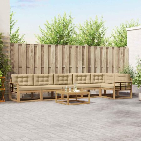 Udendørs sofagruppe i akacietræ med bord - hvid og beige