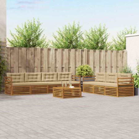Udendørs sofagruppe i akacietræ med bord - naturlig/beige
