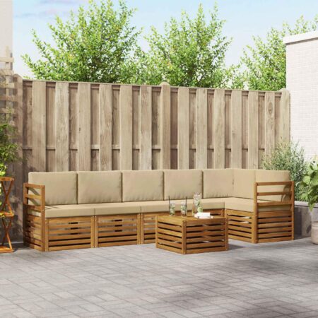 Udendørs sofagruppe i moduldesign med bord - natur/beige