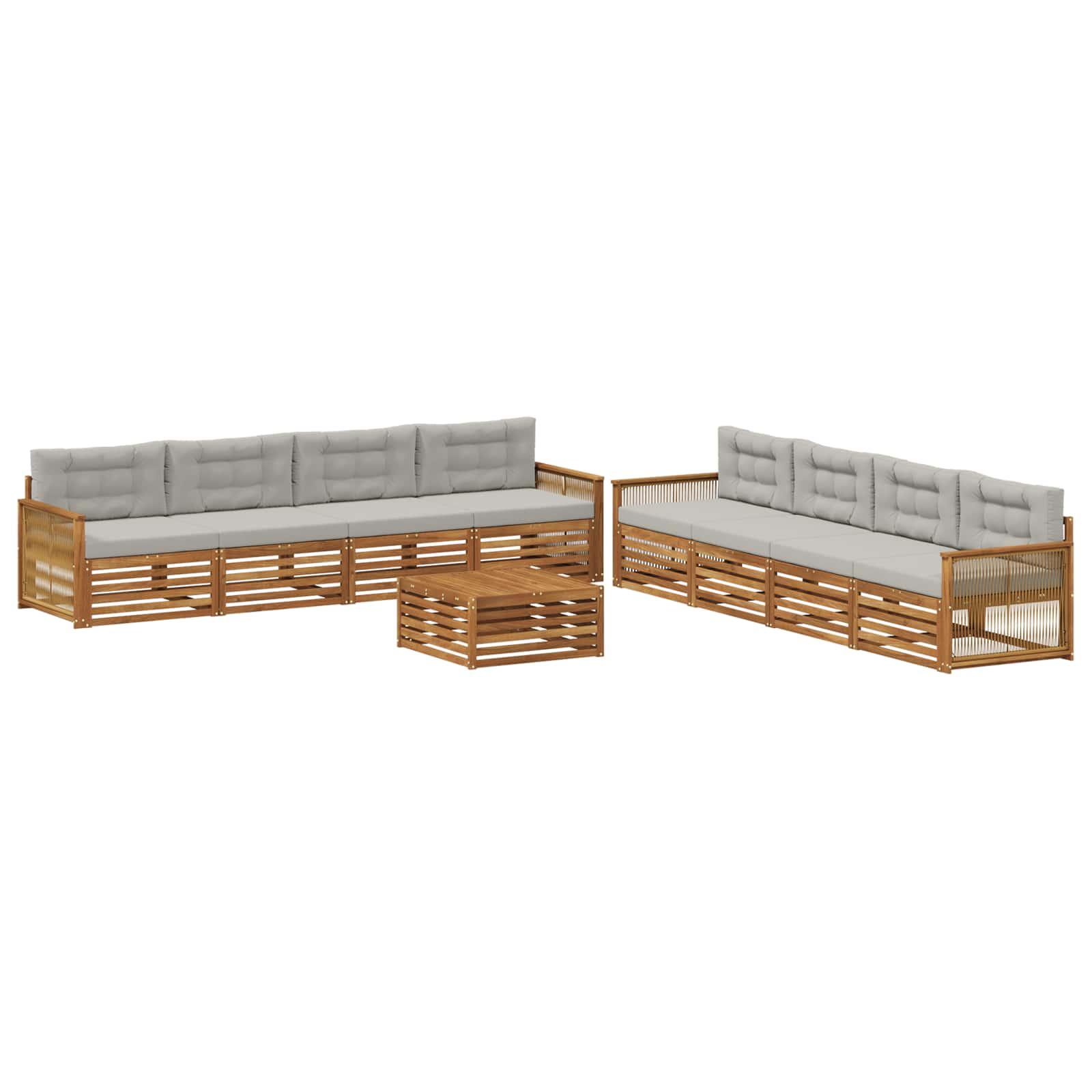 Udendørs sofagruppe med bord - naturfarvet og lysegrå Udendørs sofagruppe med bord - naturfarvet og lysegrå