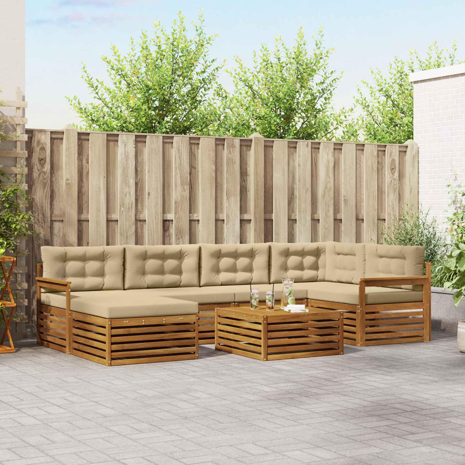 Udendørs sofagruppe med bord - naturlig/beige Udendørs sofagruppe med bord - naturlig/beige