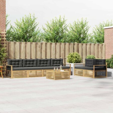 Udendørs sofagruppe med bord og 6 moduler - hvid og antracit