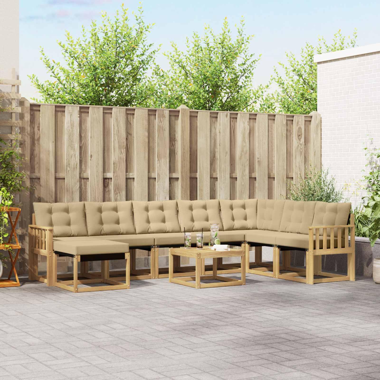 Udendørs sofagruppe med bord og skammel - hvid/beige Udendørs sofagruppe med bord og skammel - hvid/beige