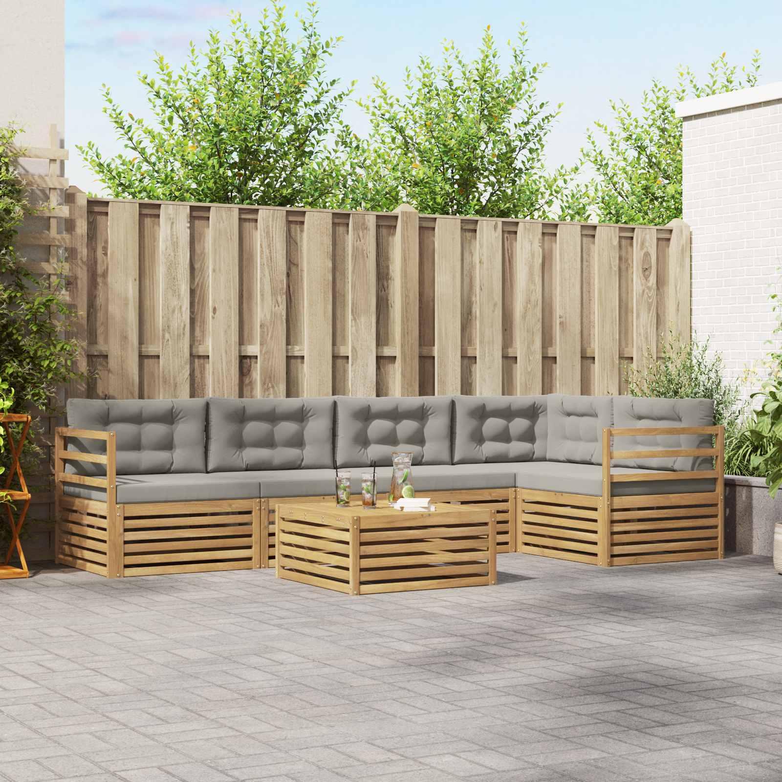 Udendørs sofagruppe modulopbygget med bord - akacietræ Udendørs sofagruppe modulopbygget med bord - akacietræ