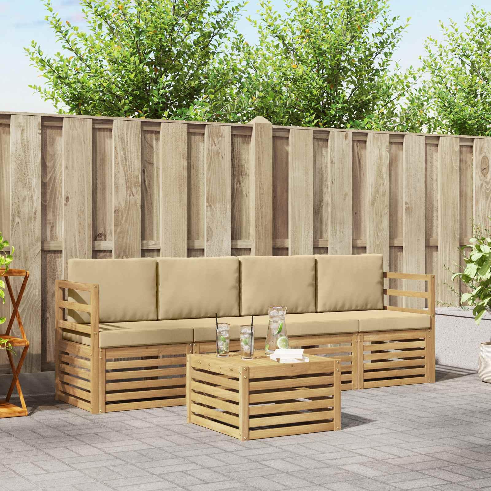Udendørs sofagruppe til 4 personer med bord - beige Udendørs sofagruppe til 4 personer med bord - beige